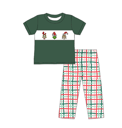 Kids Christmas Ginch Embroidered Smocked Outfits Collection