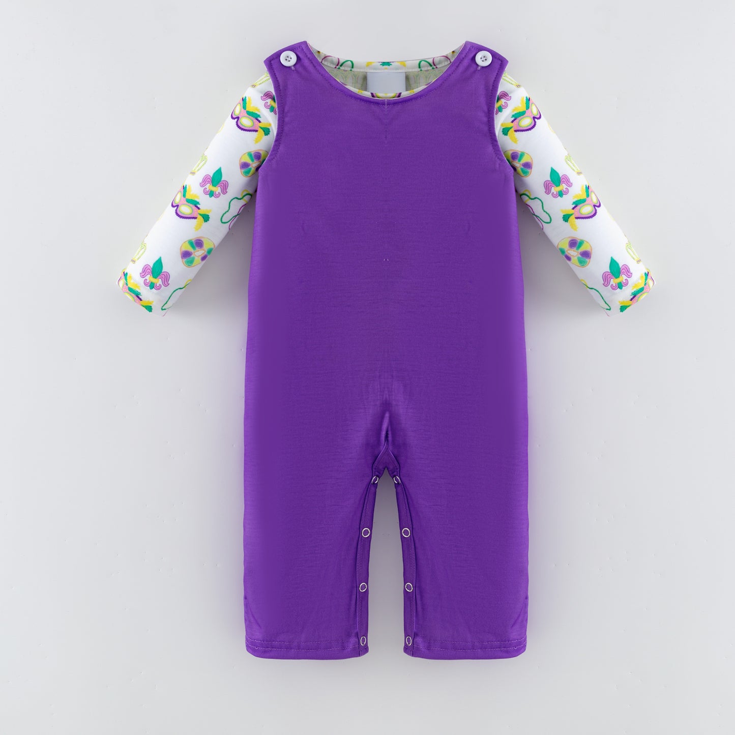 2026 Kids Fashion Mardi Gras Embroidery Purple Outfits Collection