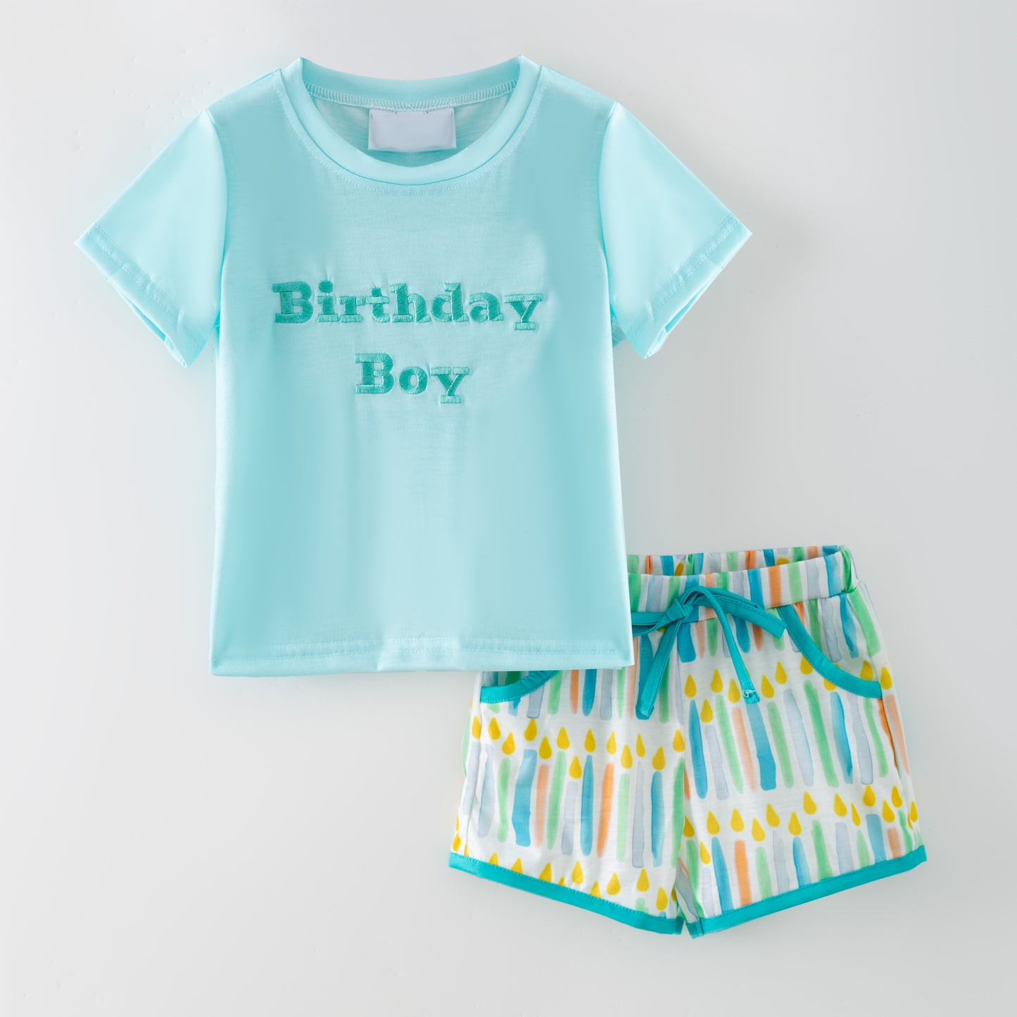 Kids Spring Summer Brithday Embroidery Candle Sibling Set