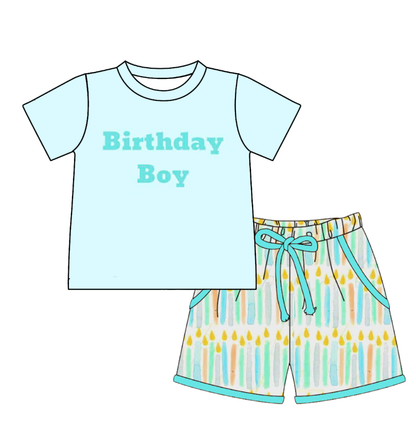 Kids Spring Summer Brithday Embroidery Candle Sibling Set