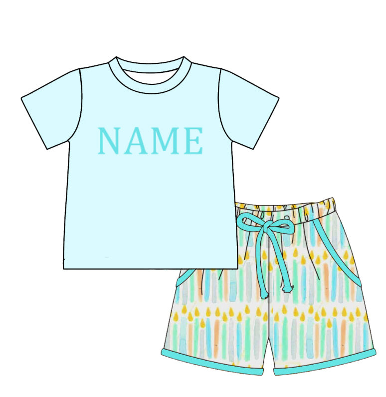 Kids Spring Summer Brithday Custom Name Embroidery Sibling Set