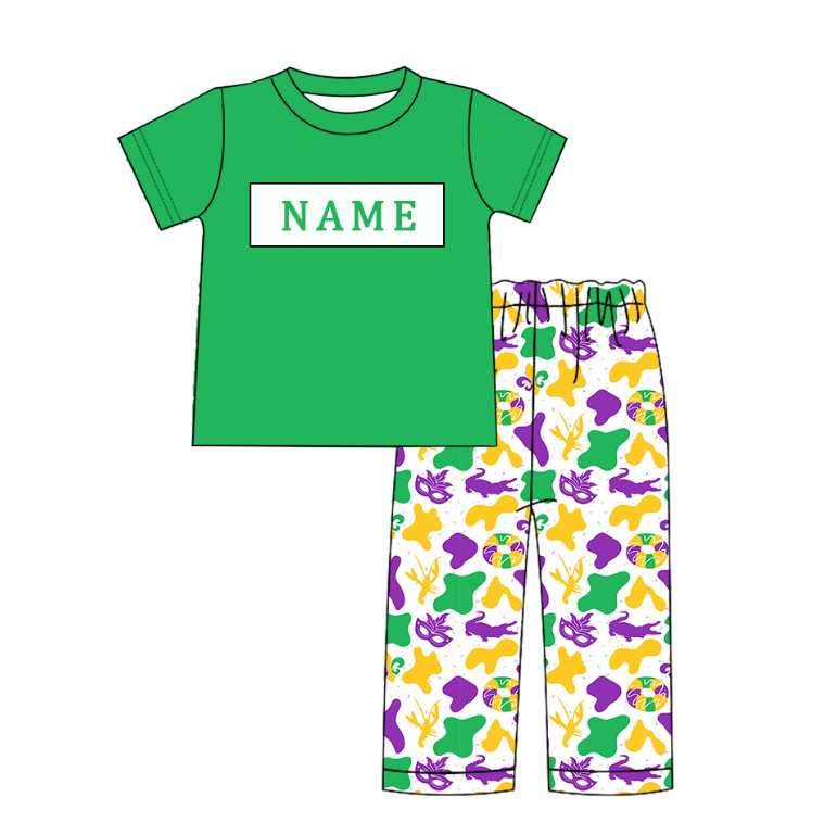 Kids Mardi Gras Smocked Custom Name Holiday Outfits Collection