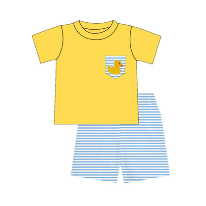 Easter Little Duck Smocked Embroidery Collection – Blue & White Stripes | New Arrival