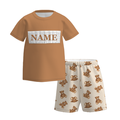 Boys Spring Summer Bear Custom Name Smock Embroidery Collection