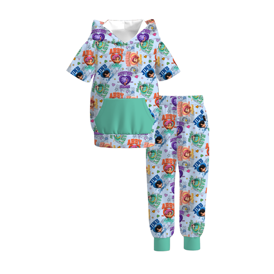 2026 Boys Spring Kpop Demon Hunter Short Sleeves Hoodies Set