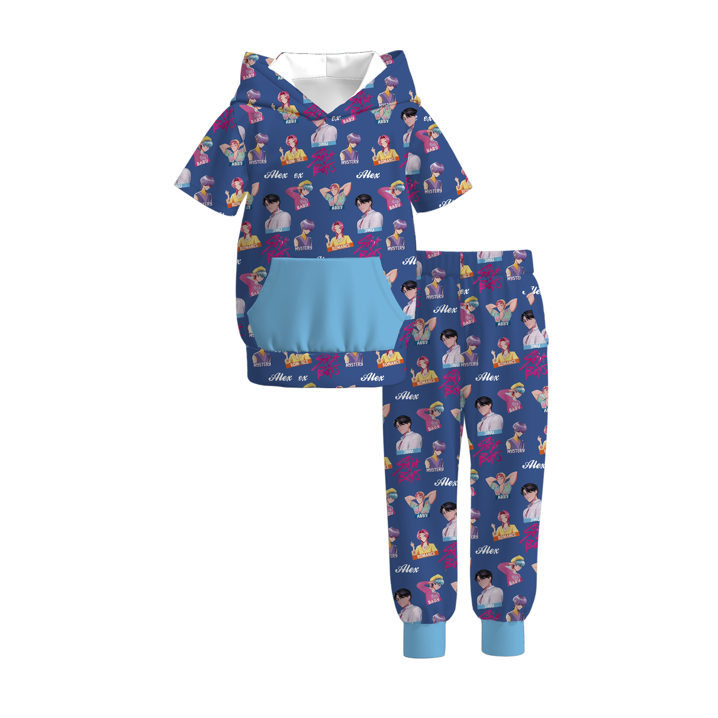 2026 Boys Spring Kpop Demon Hunter Short Sleeves Hoodies Set