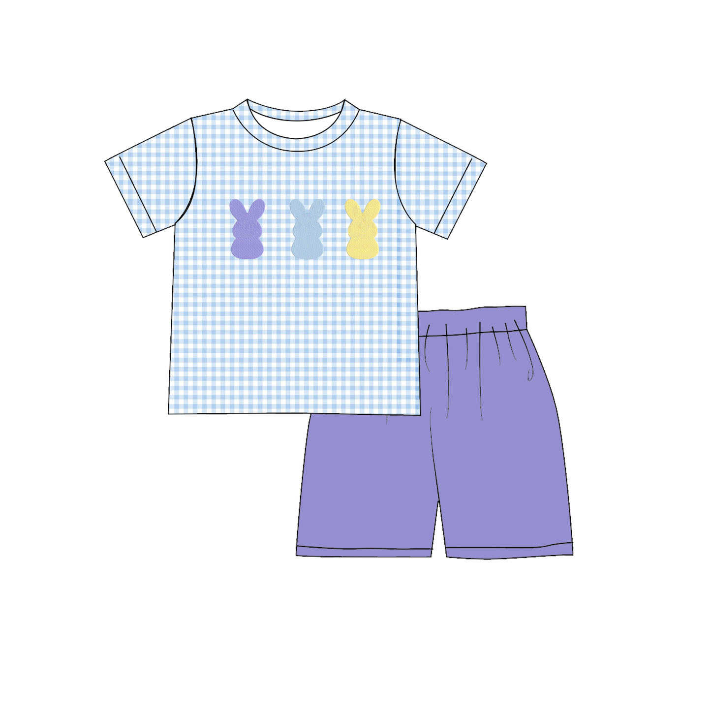 Summer Easter Bunny Embroidery Pink Blue Collection