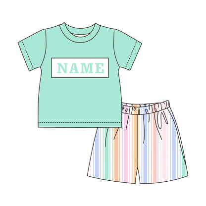 Summer Pastel Stripe Princess Kids Outfits | Personalized Name Collection
