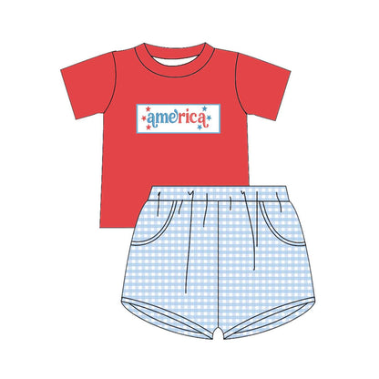 Kids “America” Embroidery & Smocking Collection | Patriotic Fourth of July Baby & Toddler Outfits