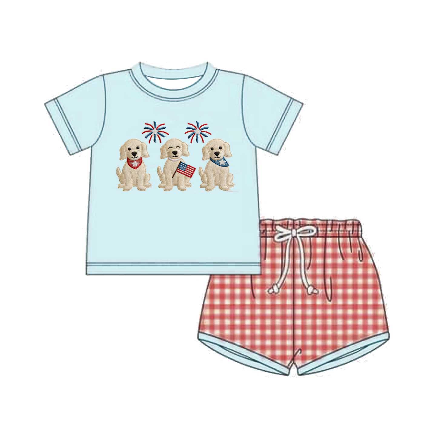 Kids Patriotic Puppy Embroidery Collection | Fourth of July Toddler & Baby Outfits