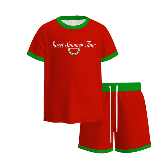 Kids Summer SWEET SUMMER TIME Watermelon Embroidery Outfits