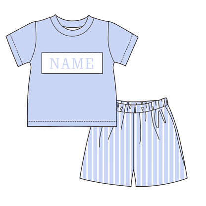 Summer Blue Floral Custom Name Smocked Embroidery Collection