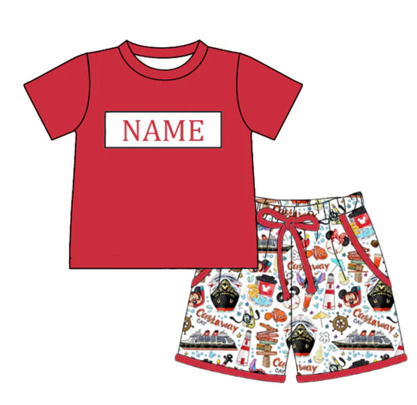 Spring Summer Cartoon Smocked Embroidery Outfit Set with Custom Name – Kids Boutique Matching Clothing