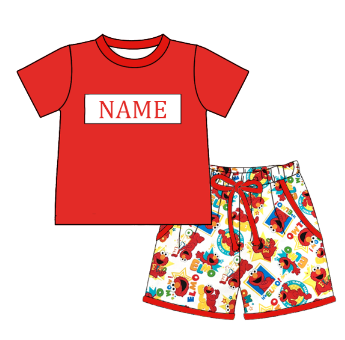 Custom Name Smocked Embroidery Kids Summer Collection – Exclusive ELMO Design