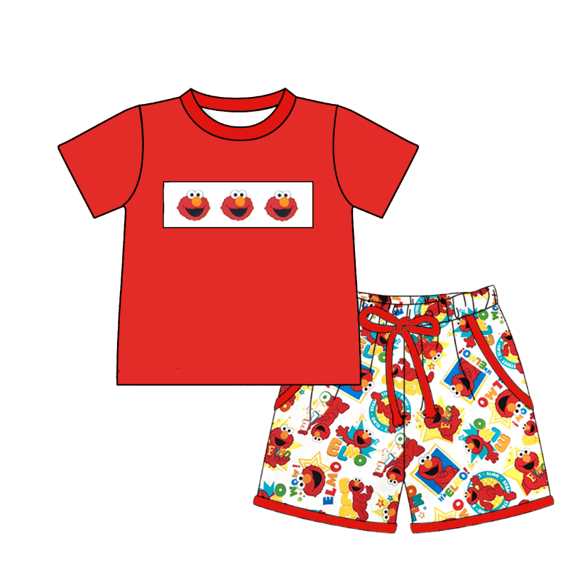 Smocked Embroidery Summer Kids Collection – Premium Elmo-Inspired Clothes