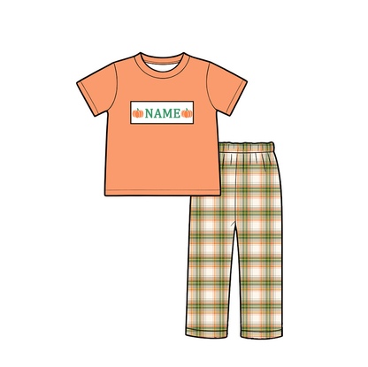 Kids Personalized Pumpkin Embroidery Collection | Custom Name Halloween Outfit | Dress, Bubble Romper, Jon Jon & Boys Set