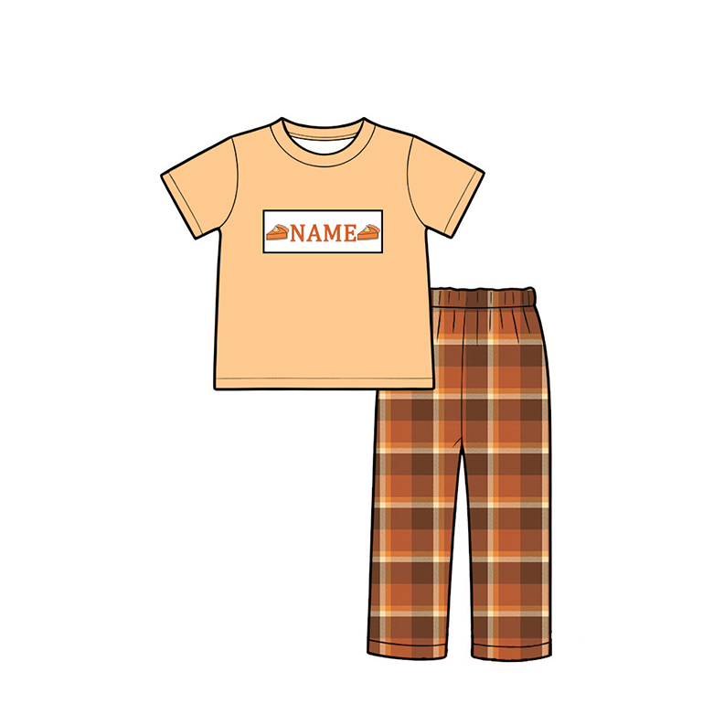 Personalized Pumpkin Pie Embroidery Collection | Custom Name Thanksgiving Dress, Bubble Romper, Jon Jon & Boys Outfit