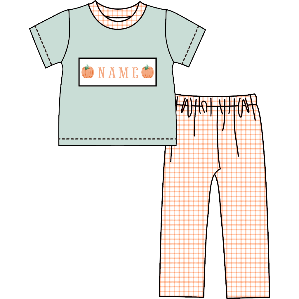 Personalized Pumpkin Smocked Embroidery Collection | Baby Bubble Romper, Long Romper, Dress & Pant Set | Fall & Halloween Boutique Kids Clothing