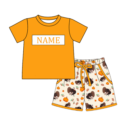 Personalized Smocked Embroidered Thanksgiving Collection | Custom Name Turkey & Pumpkin Boutique Outfit | Handmade Smocked Baby & Toddler Clothing
