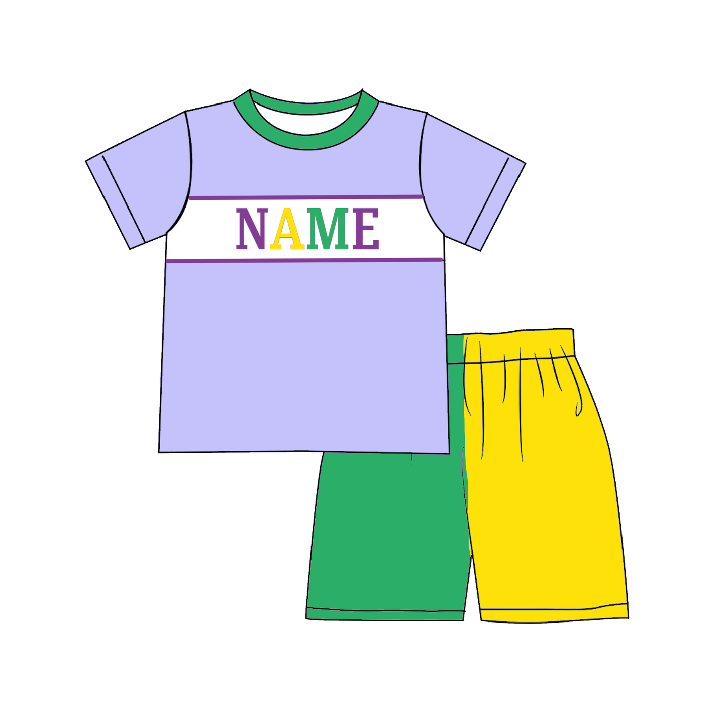 Personalized Mardi Gras Smocked Outfits for Kids – Custom Name Embroidered Sibling Matching Dresses, Rompers & Boys Set