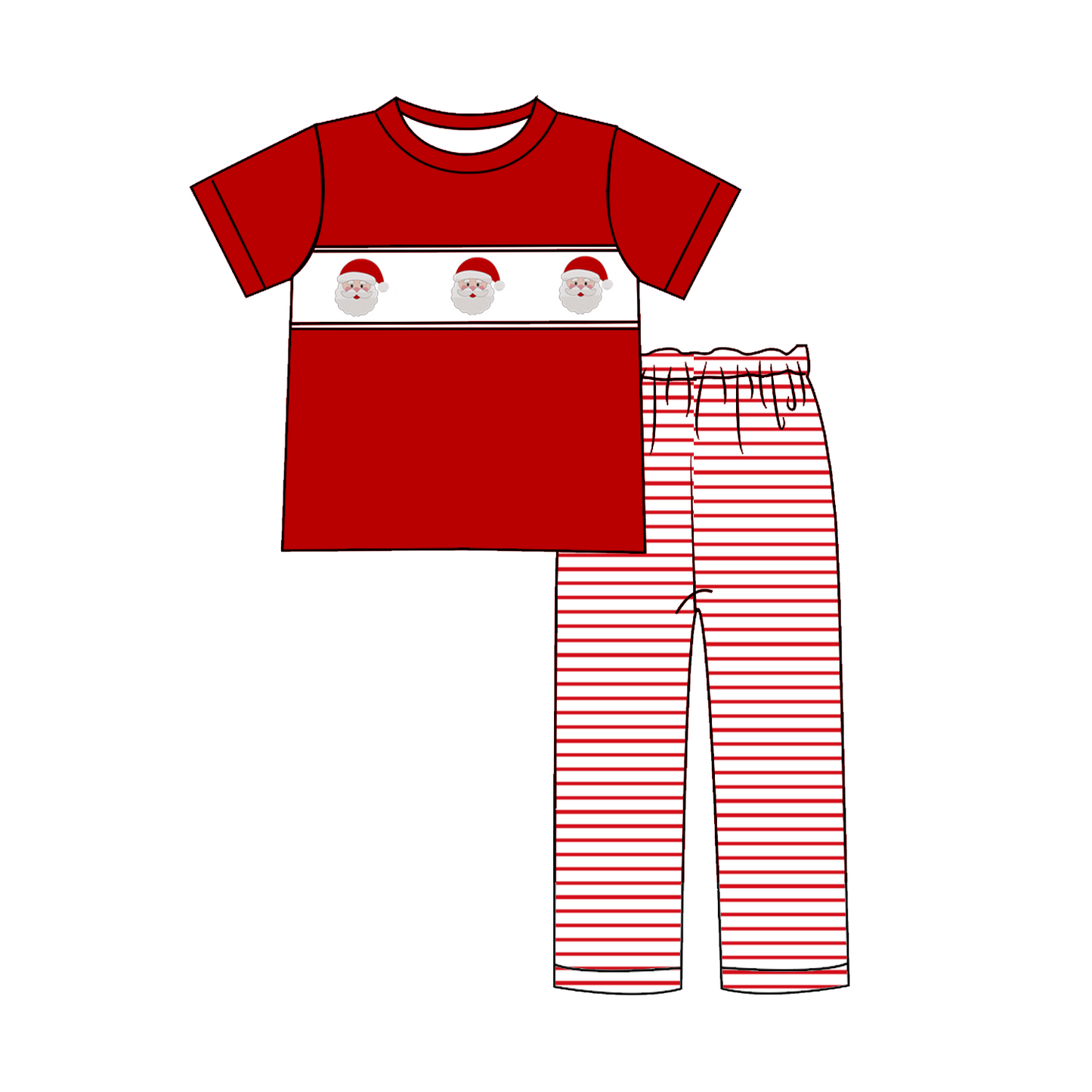 Christmas Santa Smocked Embroidery Kids Holiday Outfits Collection