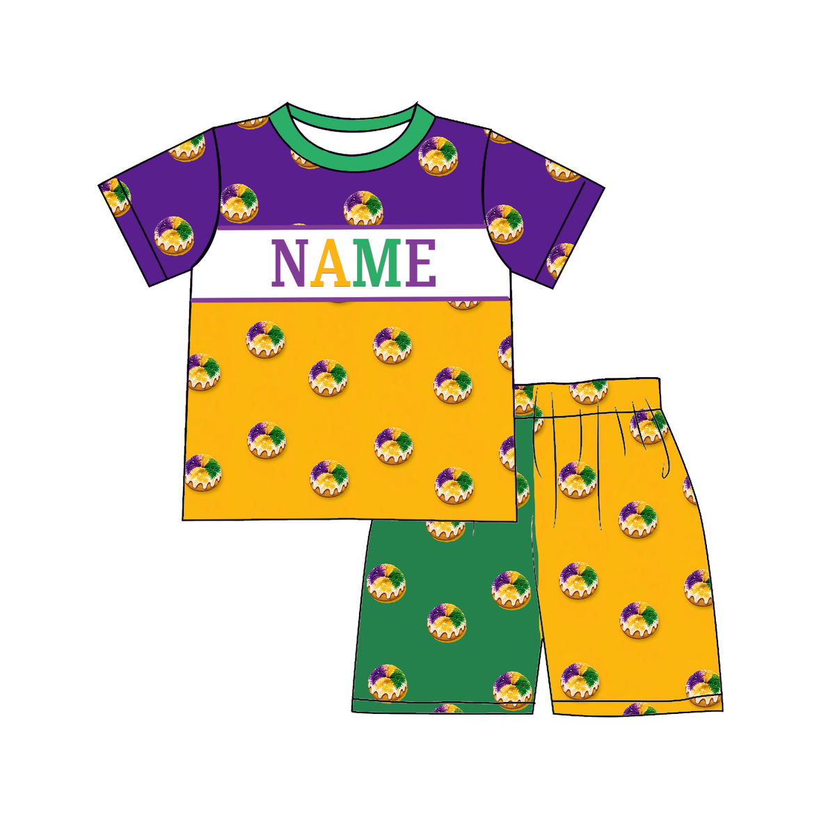 Personalized Mardi Gras Smocked Embroidery Sibling Outfits – Girls Dresses, Baby Rompers & Boys Set