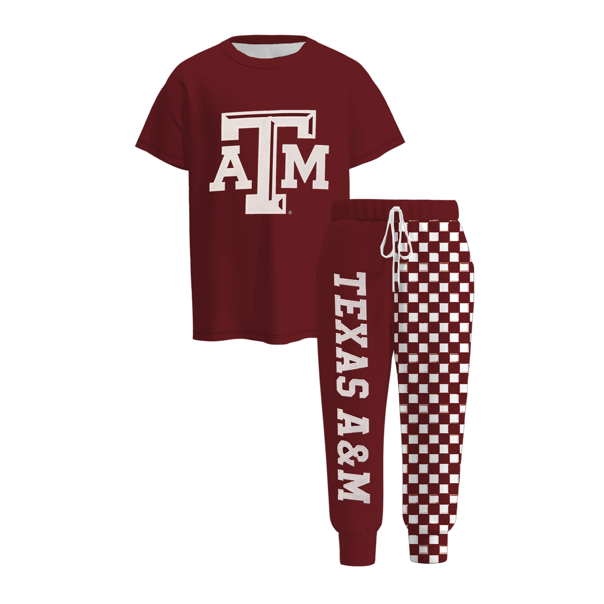 Boys Game Day Collegiate Sports T-Shirt & Checkerboard Printed Jogger Pants Set