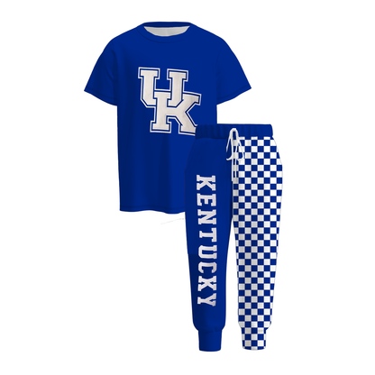 Boys Game Day Collegiate Sports T-Shirt & Checkerboard Printed Jogger Pants Set