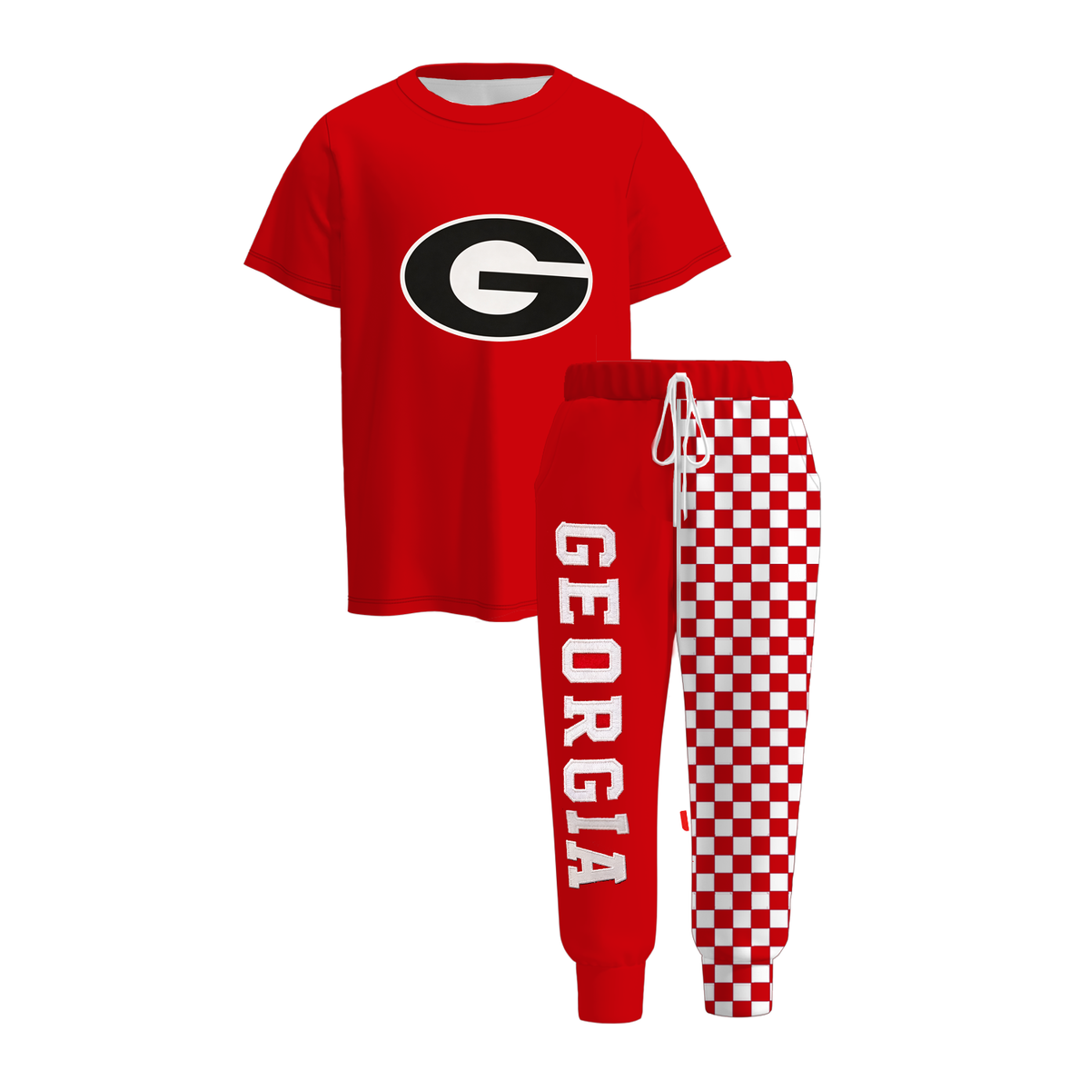 Boys Game Day Collegiate Sports T-Shirt & Checkerboard Printed Jogger Pants Set