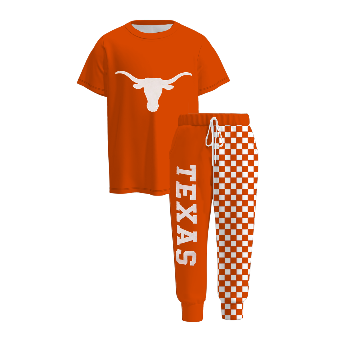 Boys Game Day Collegiate Sports T-Shirt & Checkerboard Printed Jogger Pants Set