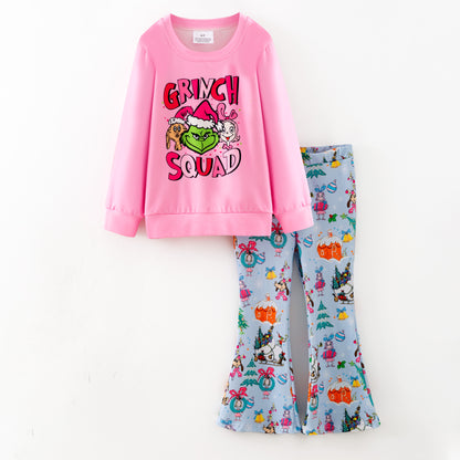 2025 Christmas Fall Friend Grinch Print Pant Set