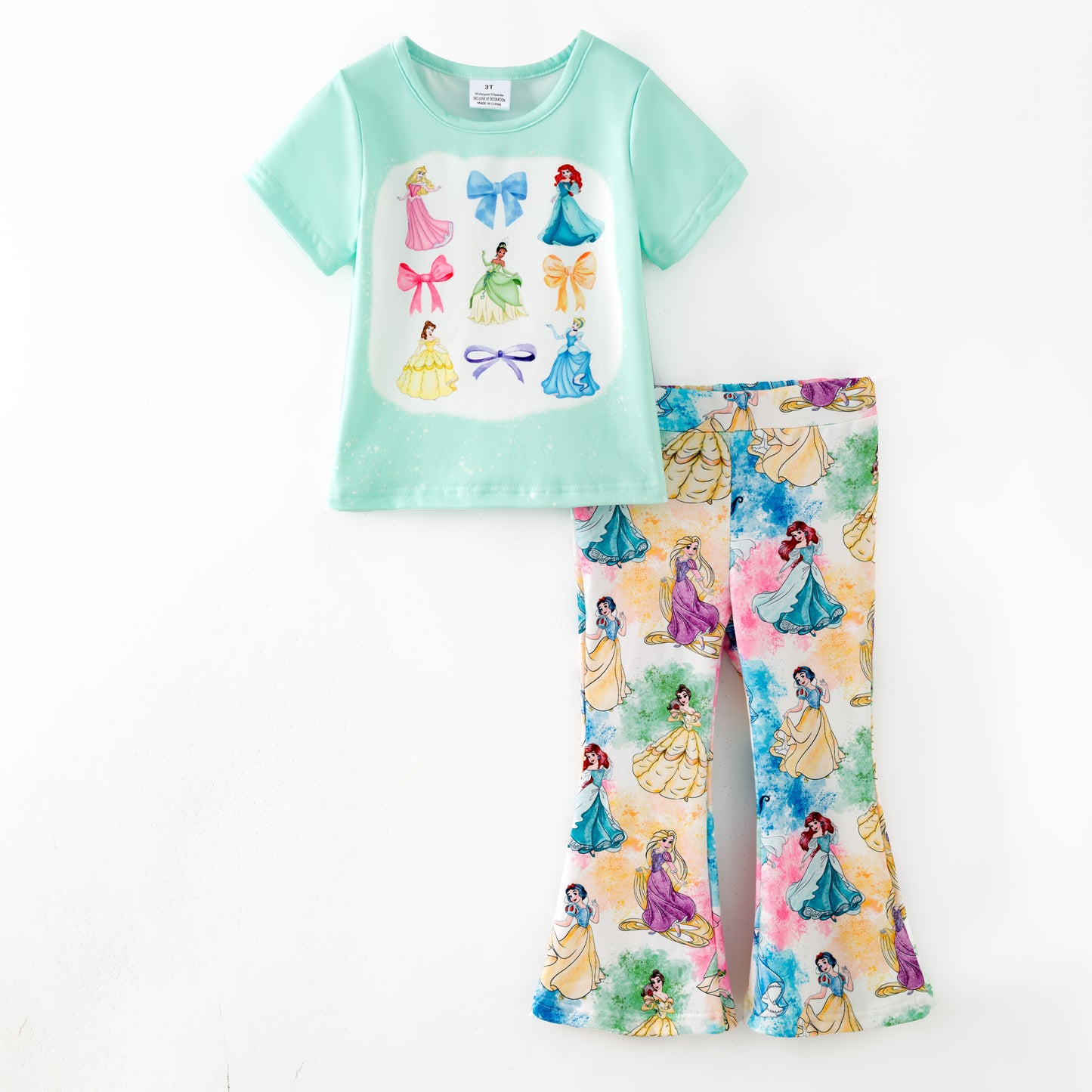 2025 Christmas Fall Girls Cartoon Princess Bell Pant Set