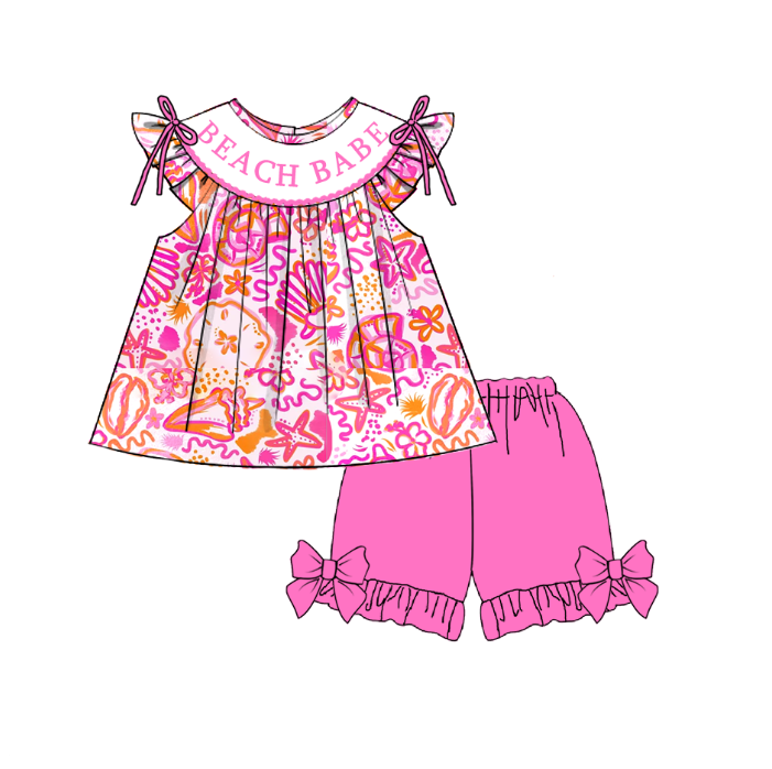 Summer Vibes Smocked Embroidery Collection – Girls Dress, Bubble Romper & Short Set