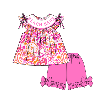 Summer Vibes Smocked Embroidery Collection – Girls Dress, Bubble Romper & Short Set