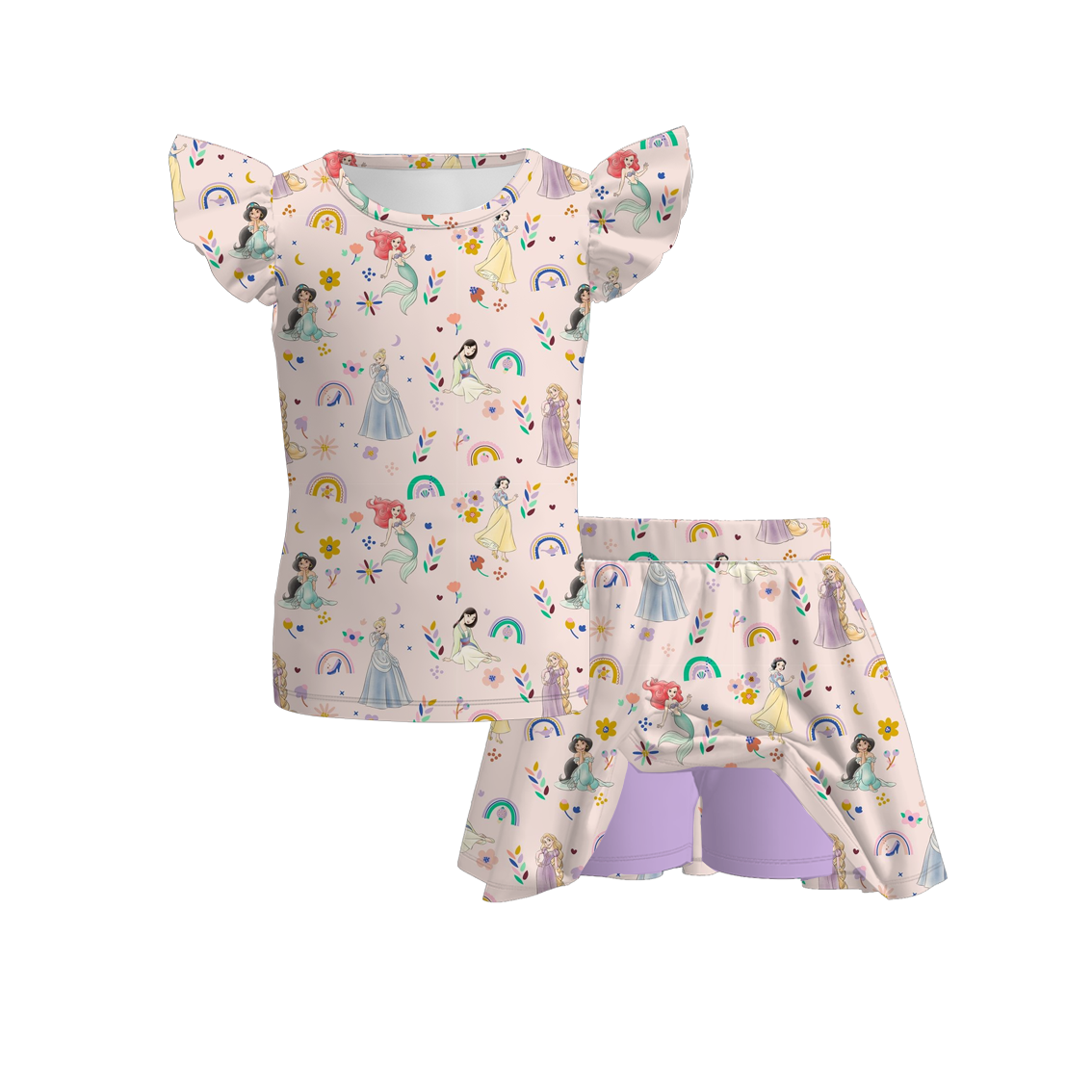 Kids Summer Character Cartoon Athletic Skirt Set Collection