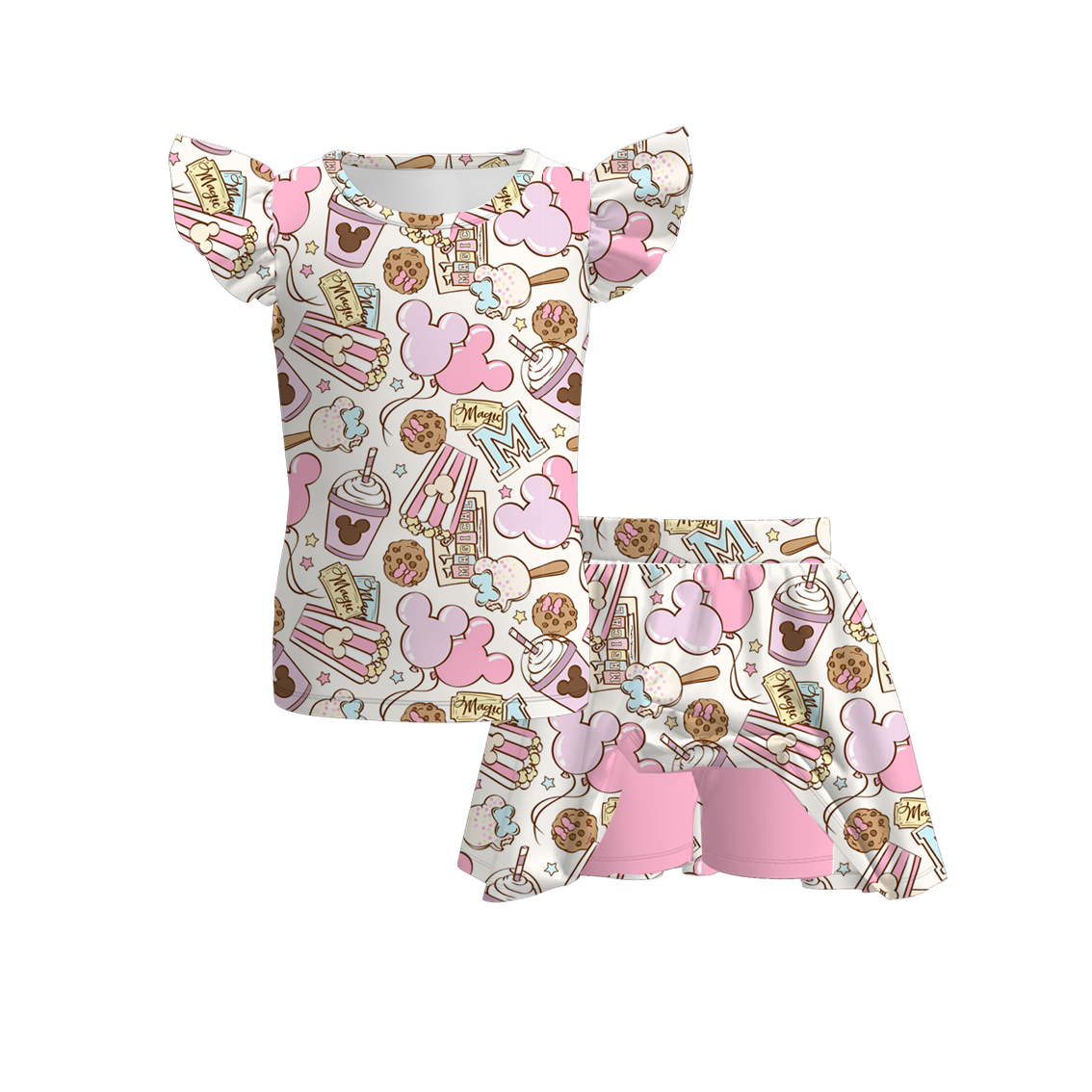 Kids Summer Character Cartoon Athletic Skirt Set Collection