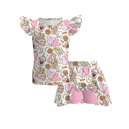 Kids Summer Character Cartoon Athletic Skirt Set Collection