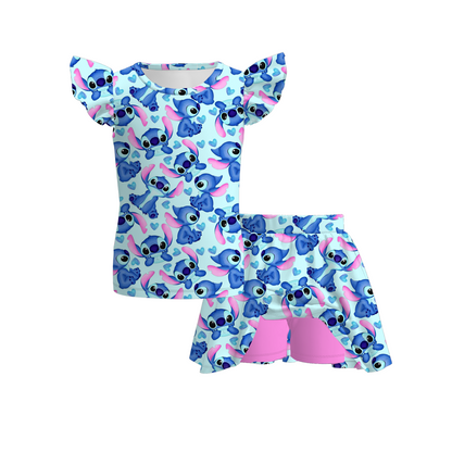 Kids Summer Character Cartoon Athletic Skirt Set Collection