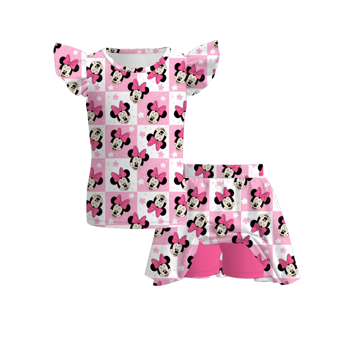 Kids Summer Character Cartoon Athletic Skirt Set Collection