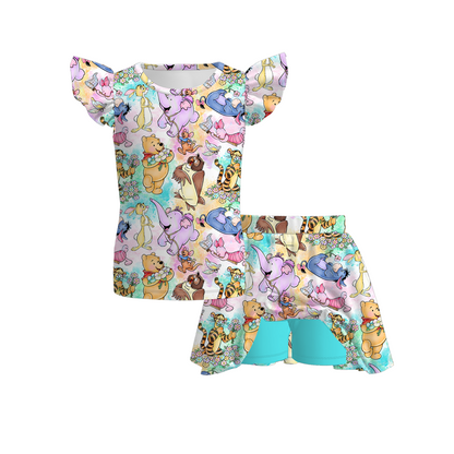 Kids Summer Character Cartoon Athletic Skirt Set Collection