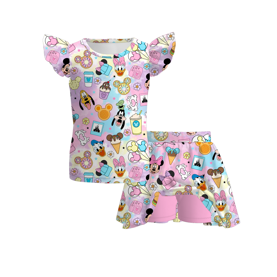 Kids Summer Character Cartoon Athletic Skirt Set Collection
