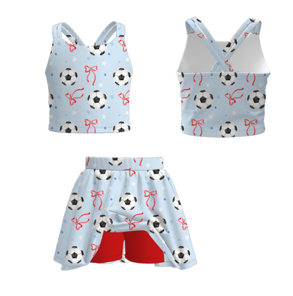 Girls Summer Outdoor Sport Soft Athletic Skirt Set