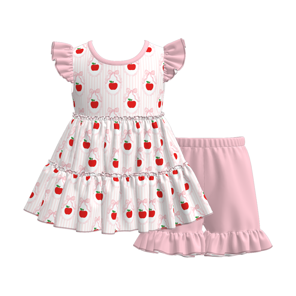 Girls Summer Back To School Patchwork Short Set