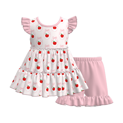 Girls Summer Back To School Patchwork Short Set
