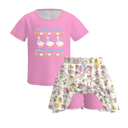 Girls Summer Boutique Cute Silly Goose Outdoor Skirt Set