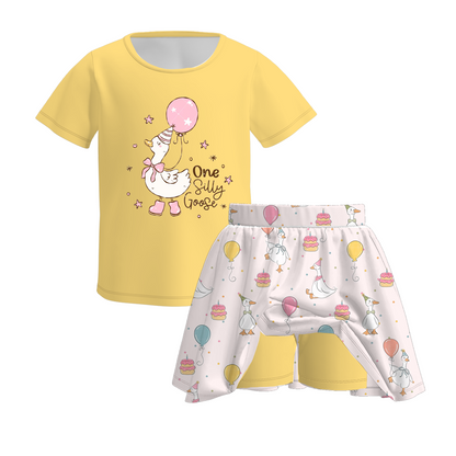 Girls Summer Boutique Cute Silly Goose Outdoor Skirt Set
