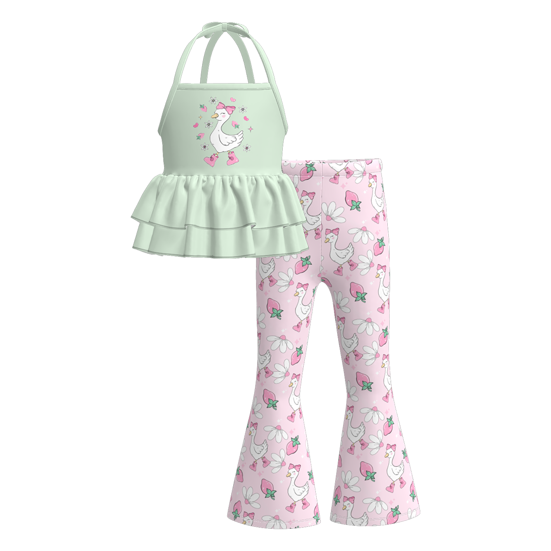 Girls Summer Goose Popsicle Print Slip Bell Pant Set