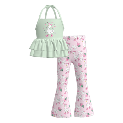 Girls Summer Goose Popsicle Print Slip Bell Pant Set