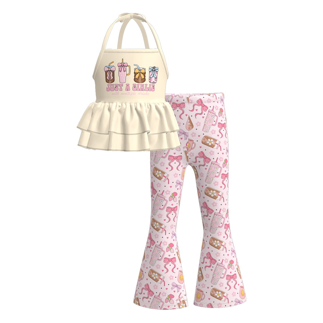 Girls Summer Goose Popsicle Print Slip Bell Pant Set
