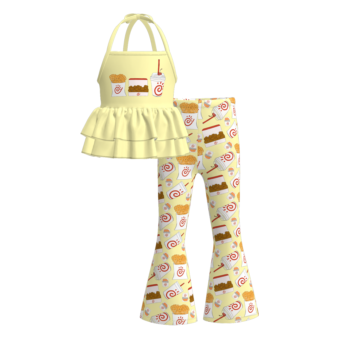 Girls Summer Goose Popsicle Print Slip Bell Pant Set